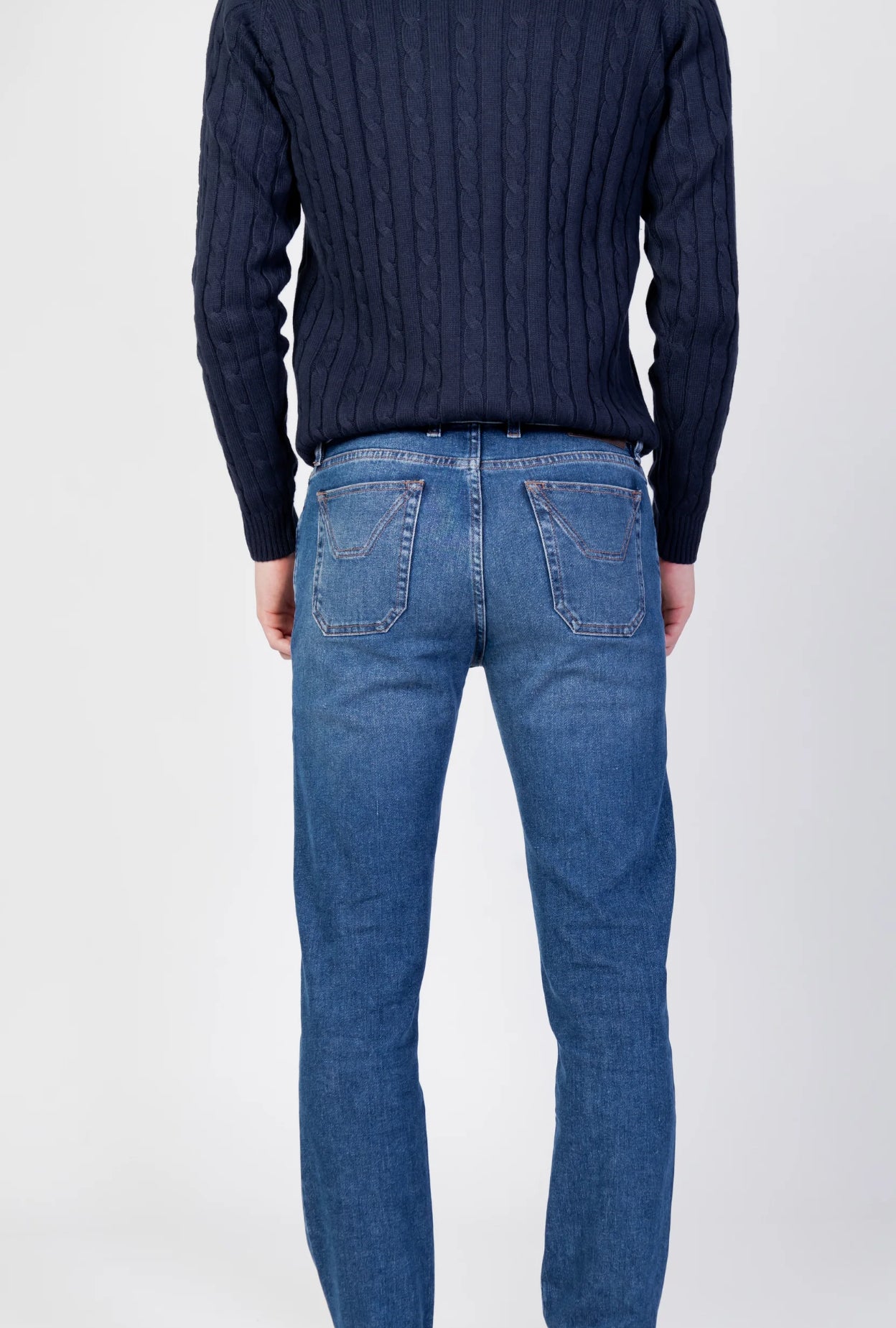 Pantalone 5 tasche con toppa  denim blu scuro