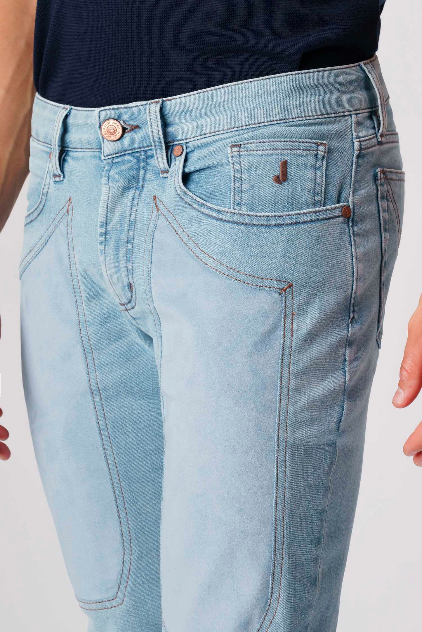 Pantalone 5 tasche con toppa  denim blu chiaro Jeckerson