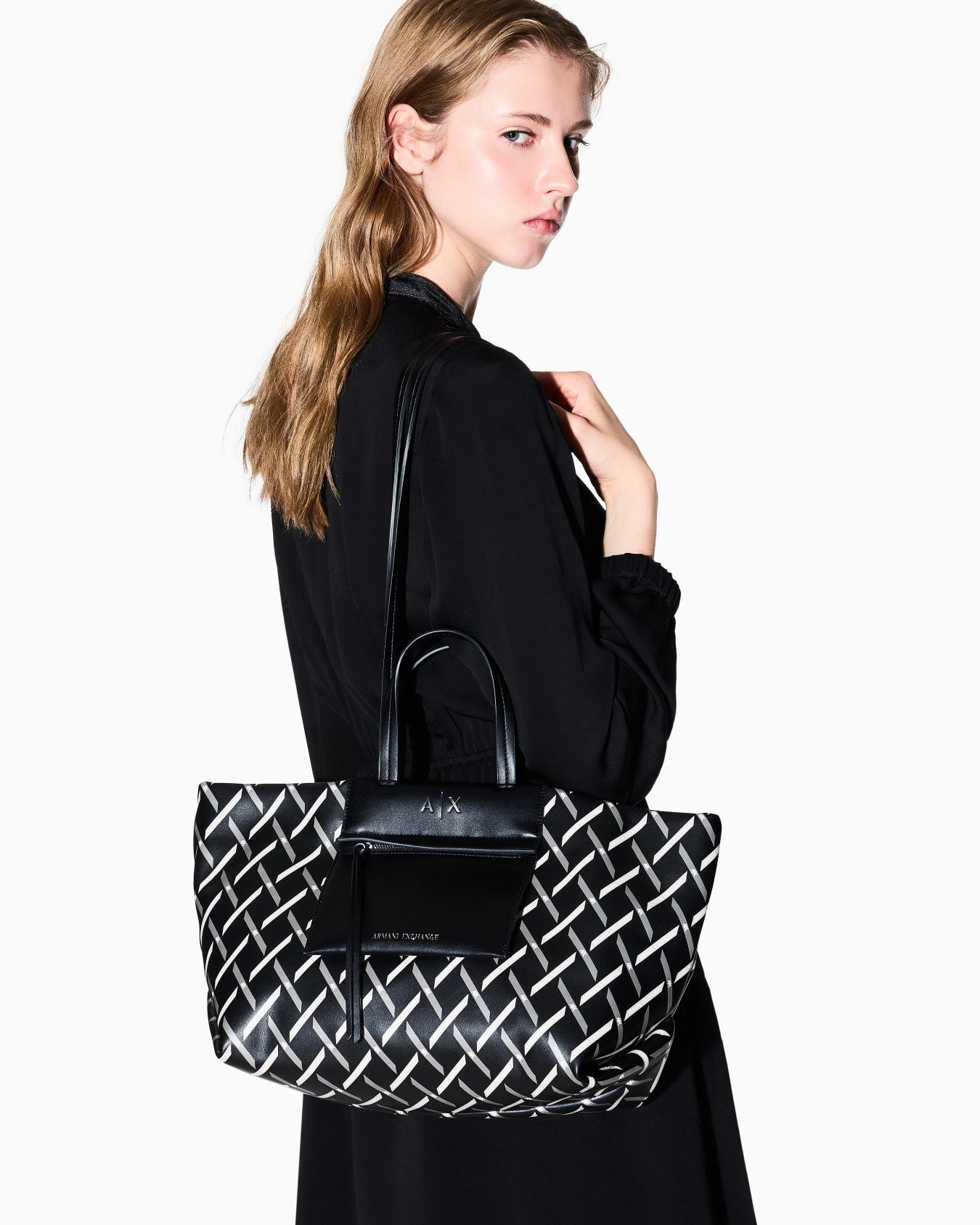 Borsa tote grafica a rombi